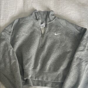 Nike Heather Gray Quarter-Zip Cropped Pullover